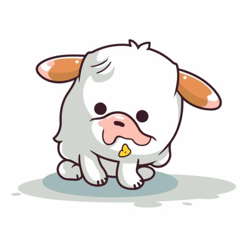 Illustration of a Cute Bull Cartoon Character on a White Backgro