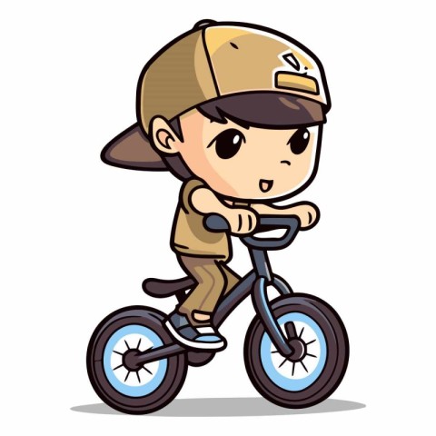 Boy Riding Bike - Cute Cartoon Vector IllustrationÃ¯Â»Â¿