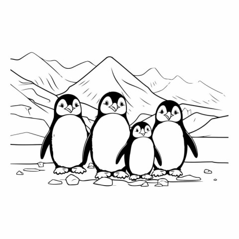 Cute penguins cartoon vector illustration graphic design vector