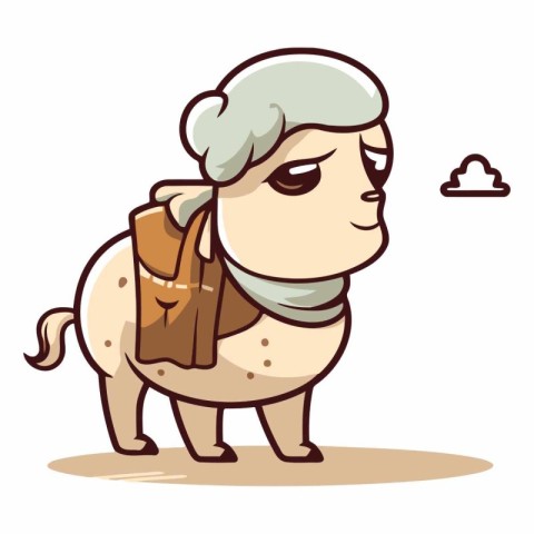 Cute Cartoon Sheep with Cinnamon Sticker.