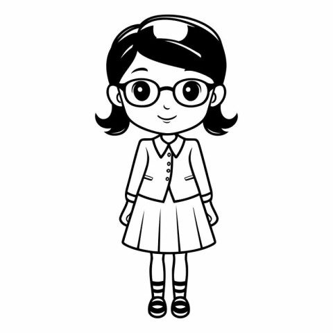 cute little girl with eyeglasses isolated icon vector illustrati