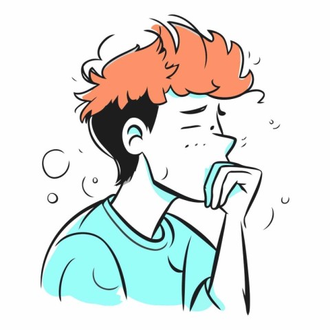 Illustration of a young man with a toothache