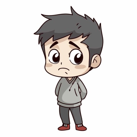 Boy with suspicious expression of a boy in casual clothes.