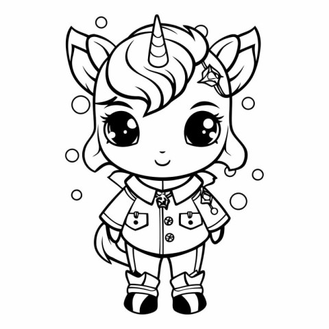 Cute little unicorn. Coloring book for children