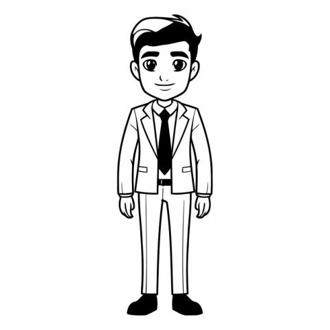 businessman avatar cartoon character in black and white vector i