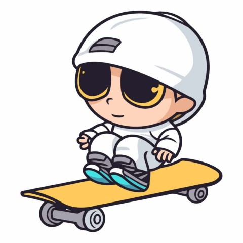 Cute little boy in a helmet and skateboard.