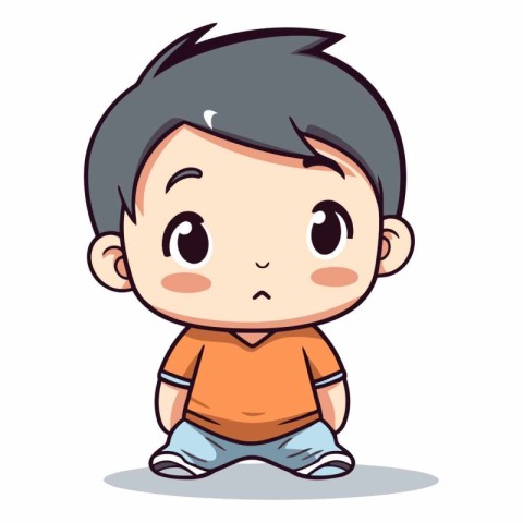 Cute little boy in orange t-shirt.