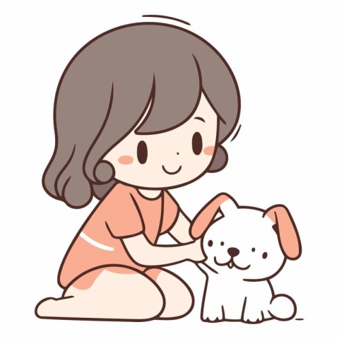 Girl playing with a dog of a child playing with a dog.