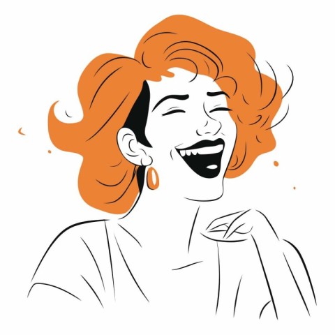 Vector illustration of a young woman with red hair and a smile.