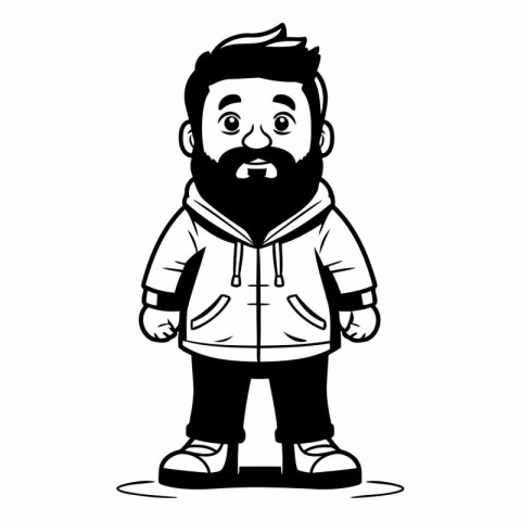 Vector illustration of a bearded man in a warm jacket. Cartoon s