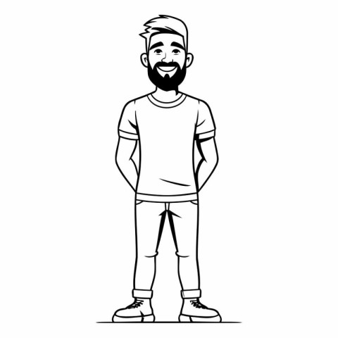 young man with beard avatar character vector illustration design