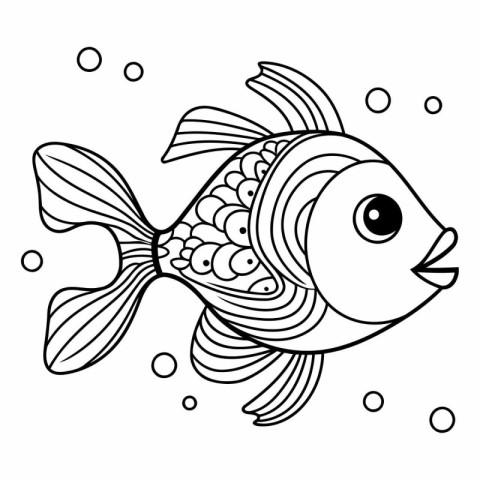 Coloring book for children: fish. Coloring page for adults.