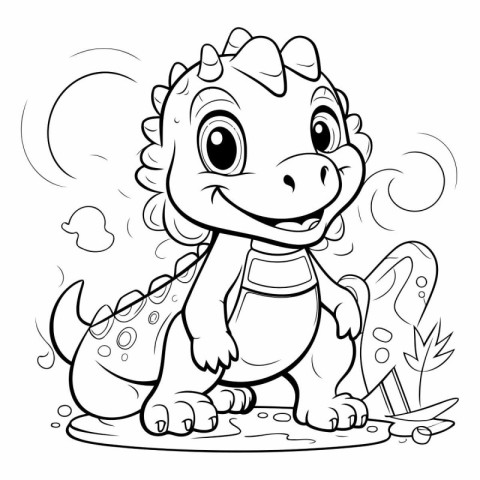 Cute Dinosaur Coloring Page Outline For Children