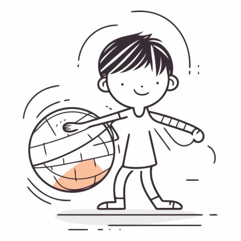 Boy playing basketball. sketch for your design EPS10