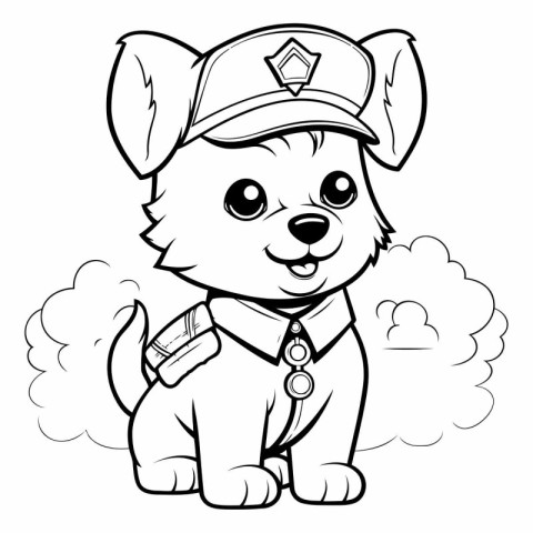 Black and White Cartoon Illustration of Cute Puppy Dog Coloring