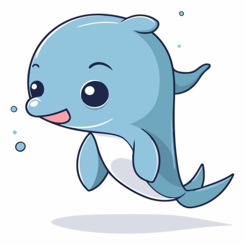 Cute cartoon dolphin isolated on a white background.