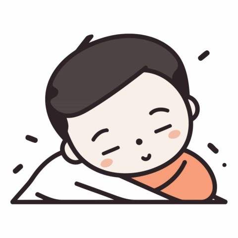 Cute boy sleeping icon. Cartoon illustration of cute boy sleepin