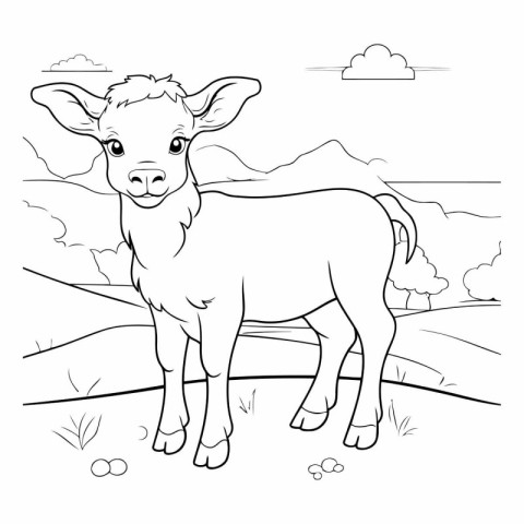 Illustration of a Cute Baby Deer Coloring Page for Kids