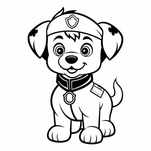 Black and White Cartoon Illustration of Cute Puppy Dog Animal Ch