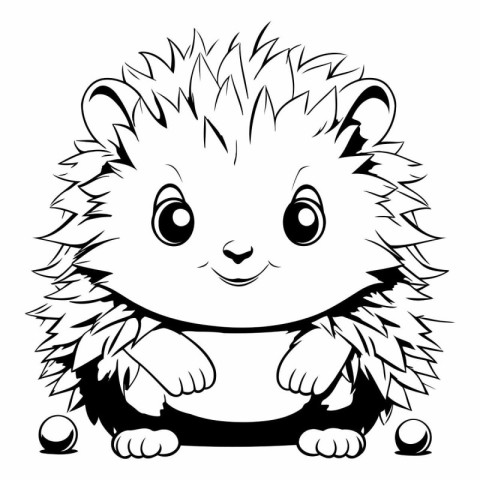 Cute hedgehog. Black and white vector illustration for coloring