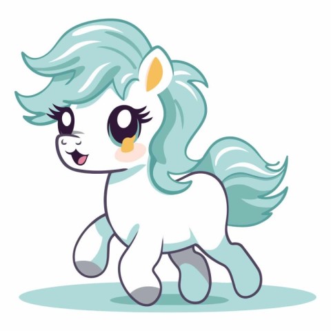 Cute cartoon pony isolated on a white background.