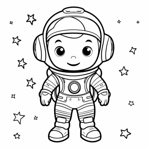 Coloring Page Outline Of Cartoon Astronaut Character Vector Illu