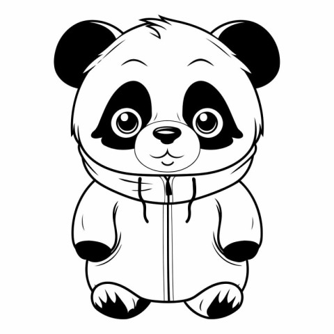 Cute panda in a raincoat. Cartoon vector illustration.