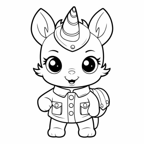 Cute Unicorn Coloring Page for Kids.