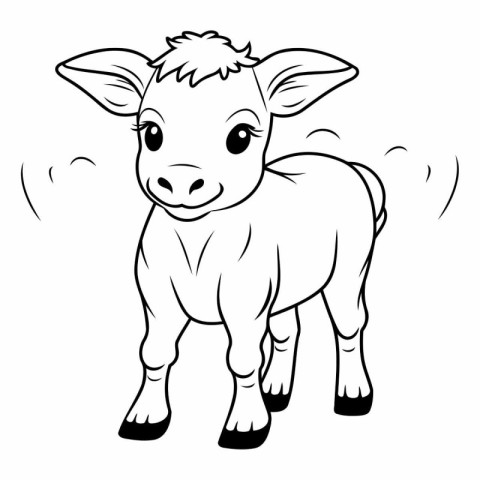 Coloring Page Outline Of a Cute Baby Cow Cartoon Character