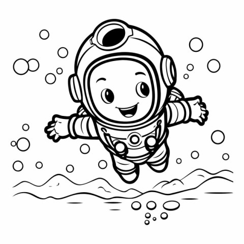 Coloring book for children: Astronaut in the sea