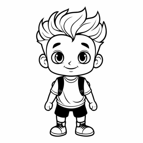 Cute Little Boy Cartoon Mascot Character Vector Illustration.