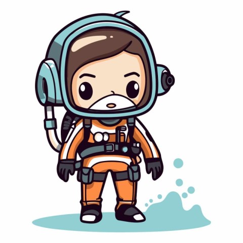 Astronaut in spacesuit. Cute cartoon character.