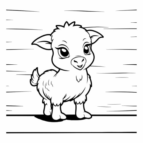 Cartoon Illustration of Funny Farm Animal Sheep for Coloring Boo