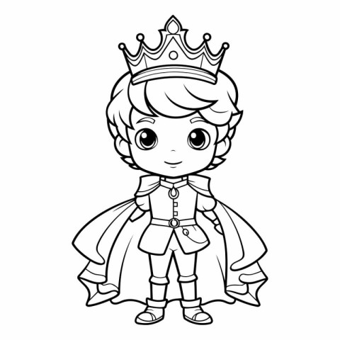 Coloring Page Outline Of Cartoon prince or princess wearing a cr