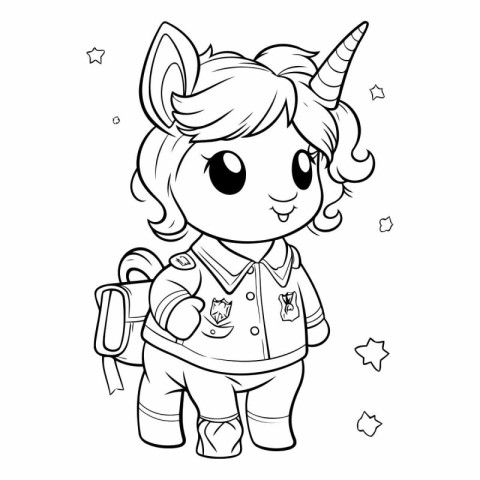 Coloring Page Outline Of Cute Unicorn Fantasy Character Vector I