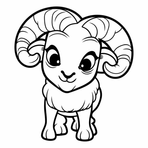 Mascot Illustration of Cute Sheep Animal for Coloring Book