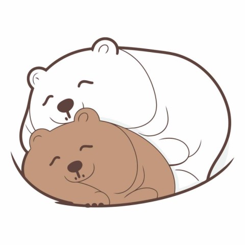 Illustration of a Cute Polar Bear Sleeping with a Teddy Bear