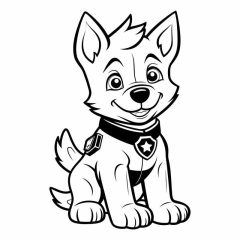 Cute cartoon puppy for coloring book or page.