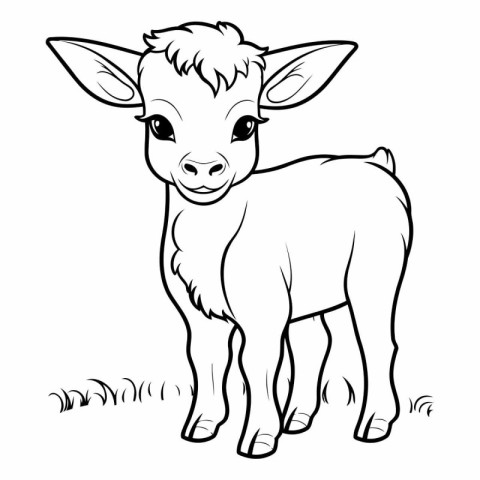 Vector illustration of Cartoon baby goat. Coloring book for chil