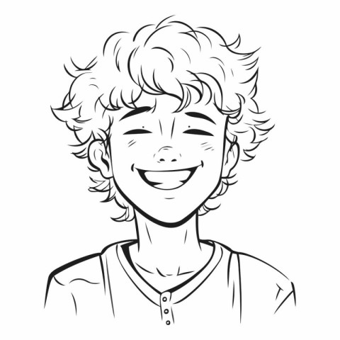 Vector illustration of a young man with a smile on his face.