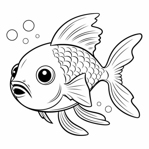 Cartoon fish. Coloring book for children.