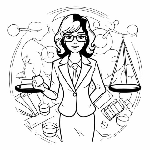 Vector illustration of a woman in a business suit and glasses. T