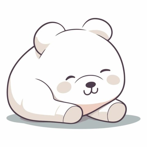 Illustration of a Cute White Polar Bear Sleeping on White Backgr