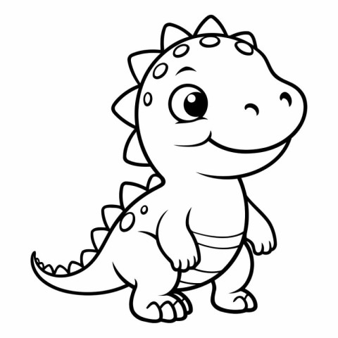 Illustration of Cute Dinosaur Cartoon Character Coloring Book fo