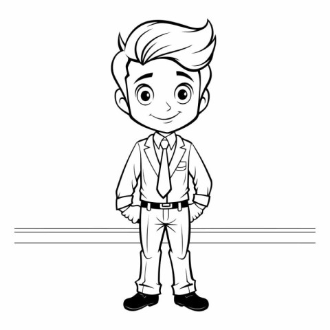 Businessman cartoon in black and white. Vector clip art illustra