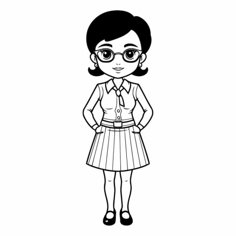 cute little student girl cartoon vector illustration graphic des