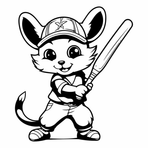 A cartoon illustration of a mouse baseball player holding a base