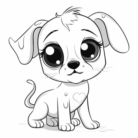 Cute cartoon puppy isolated on a white background.