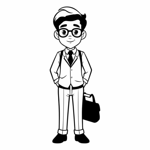 School boy with briefcase cartoon vector illustration graphic de