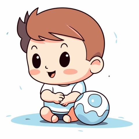 Cute baby boy playing with ball of a cute baby boy playing with